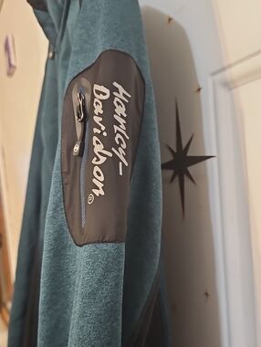 Harvey Davidson Teal Sleeve Jacket with Logo